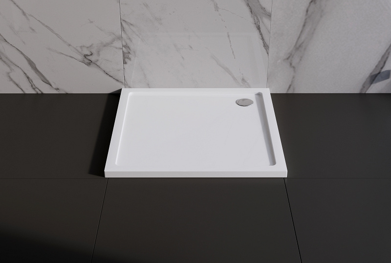 PETRA Öntött műmárvány zuhanytálca, szögletes, 90x90