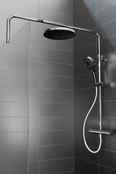 Wasserburg zuhanyszett termosztátos csapteleppel és zuhanyfal merevítővel, króm