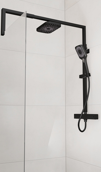 Wasserburg zuhanyszett termosztátos csapteleppel és zuhanyfal merevítővel, fekete